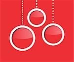 New Year background with red glossy baubles. Vector illustration
