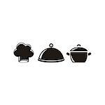 Black vector restaurant cooking icons on white background