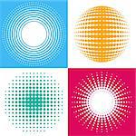 Colorful vector circle abstract halftone design elements set