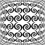 Design monochrome warped grid decorative pattern. Abstract spiral latticed textured background. Vector art