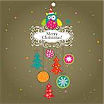 Template Christmas greeting card,  vector illustration