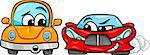 Cartoon Illustration of Malicious Sports Car and Retro Automobile