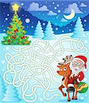 Maze 12 with Santa Claus and deer - eps10 vector illustration.