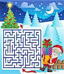 Maze 3 with Santa Claus and gifts - eps10 vector illustration.