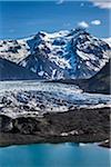 Scenic view of glacier and mountains, Svinafellsjokull, Skaftafell National Park, Iceland