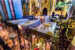 Imperial tombs and ornate interior of Saints Peter and Paul Cathedral located inside the Peter and Paul Fortress, St. Petersburg, Russia