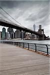 New York skyline from Brooklyn with Brooklyn Bridge, New York City, New York, USA