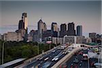 Traffic and Skyline, Philadelphia, Pennsylvania, USA