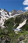 Helicopter on scenic flight, Alleghe, Dolomites, Italy