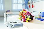 Bouquet of flowers in hospital room