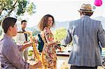 Father and daughter dancing outdoors
