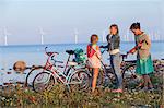 Mother with daughters cycling, Oland, Sweden