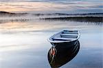 Rowing boat on lake, Molnlycke, Vastergotland, Sweden