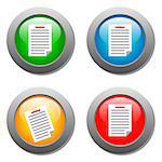 List icon on set of glass buttons. Vector illustration