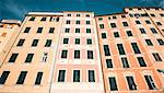 Typical houses in Italian village. Camogli, Genoa.