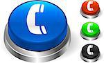 Phone Icon on Internet Button Original Vector Illustration Three Dimensional Buttons