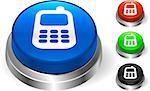 Cell Phone Icon on Internet Button Original Vector Illustration Three Dimensional Buttons