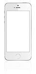 Smartphone with blank screen on white background