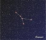 star constellation of cancer on dark sky, vector