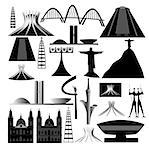 Vector illustration of the various landmarks of Brazilia. This file is vector, can be scaled to any size without loss of quality.