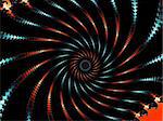 Digital computer graphic - rendering. Patterned fractal spiral in a dark colors for design.