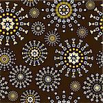 Brown background with geometric shapes flowers