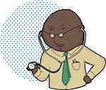 Concerned Black male doctor holding stethoscope