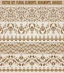 Set of vector lace pattern, decorative elements, borders for design. Seamless ornament Page decoration