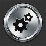 Gear Icon on Metallic Button Collection