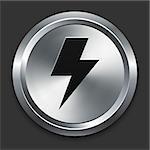 Lightning Bolt Icon on Metallic Button Collection