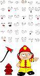 firefighter kid cartoon set in vector format very easy to edit