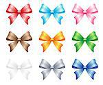 multi colored bows set from nine bows on holiday's theme