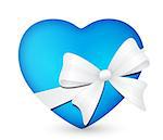 blue heart was tied with a white ribbon