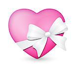 pink heart was tied with a white ribbon