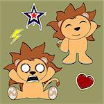 cute lion cartoon sticker set in vector format very easy to edit