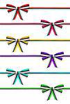 collection of colorful ribbons and bows rep on an isolated white background