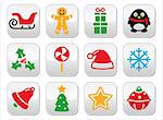 Xmas vector buttons set in color isolated on white