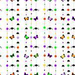 halloween themed seamless pattern with cute spiders and butterflies