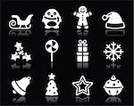 Xmas, winter vector icons isolated on black