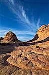 Sandstone formations with clouds, Coyote Buttes Wilderness, Vermilion Cliffs National Monument, Arizona, United States of America, North America