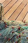 Fishing nets, Old Town Harbour, Piran, Primorska, Slovenia, Europe