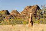Sandstone hills and termite mounds in The Domes area of Purnululu National Park (Bungle Bungle), UNESCO World Heritage Site, Western Australia, Australia, Pacific