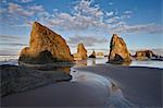 Sea stacks and clouds, Bandon Beach, Oregon, United States of America, North America