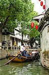 Chinese gondola in the water village of Tongli, Jiangsu, China, Asia