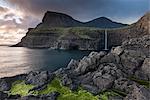 The beautiful coastline of Gasadalur on the island of Vagar, Faroe Islands, Europe