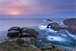 Sunset over the Atlantic near Land's End, Cornwall, England, United Kingdom, Europe