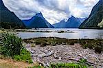 Dramatic clouds in Milford Sound, Fiordland National Park, UNESCO World Heritage Site, South Island, New Zealand, Pacific