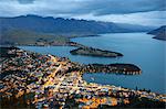 View over Queenstown with Lake Wakatipu and the Remarkables, Queenstown, Otago, South Island, New Zealand, Pacific