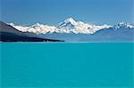 Mount Cook and Lake Pukaki, Mount Cook National Park, UNESCO World Heritage Site, Canterbury region, South Island, New Zealand, Pacific