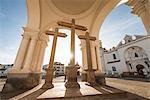 Copacabana Cathedral after dawn, Copacabana, Lake Titicaca, Bolivia, South America